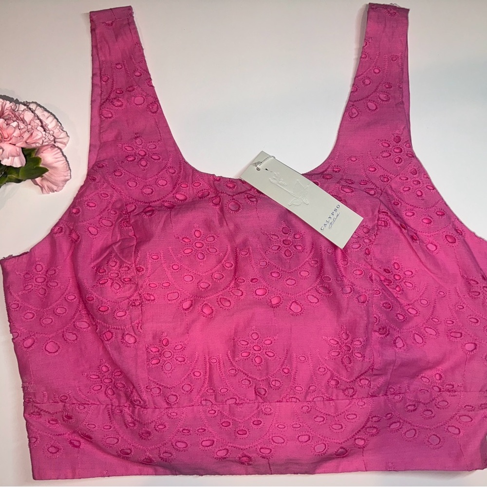 Calypso St. Barth Pink Eyelet Women's Crop Top